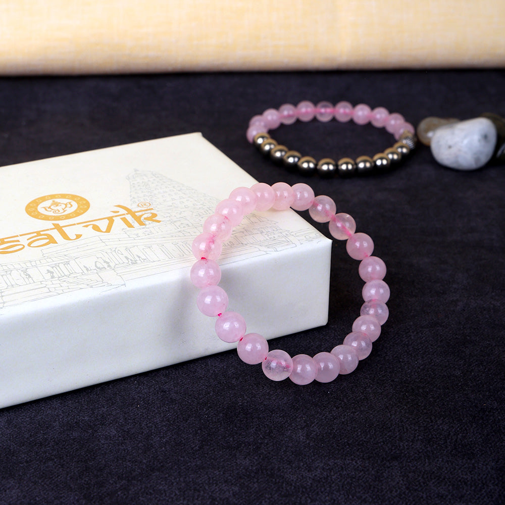 Rose Quartz Round Bead Bracelet Stylish Spiritual Wear