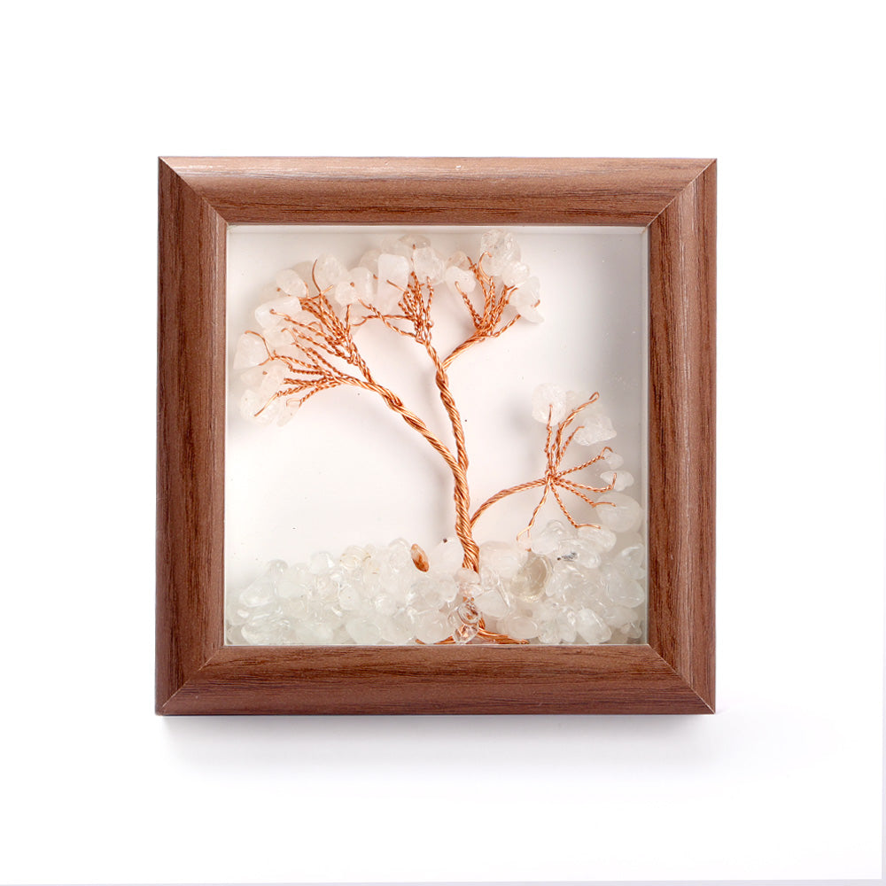Clear Quartz Tree with Frame Decorative Spiritual Piece