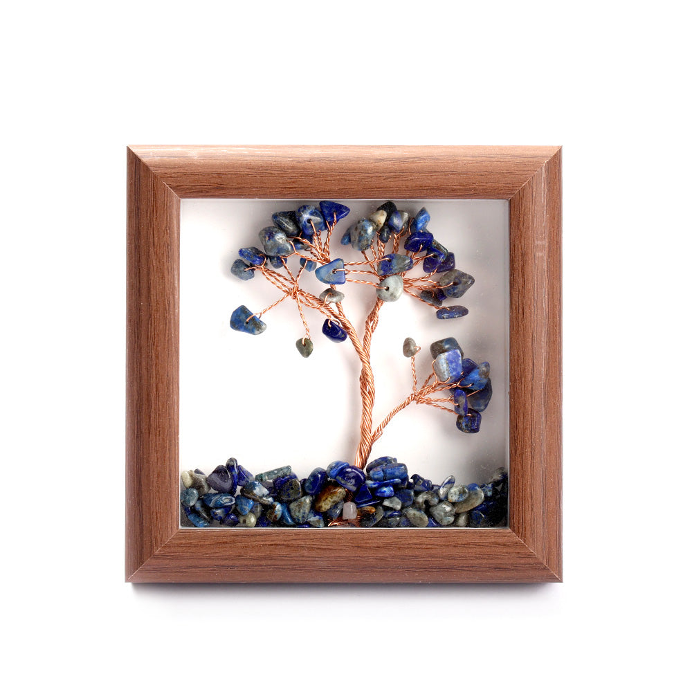 Lapis Lazuli Tree with Frame Decorative Spiritual Piece