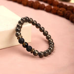 Om Raw Pyrite with Lava Bracelet Spiritual Healing Wear
