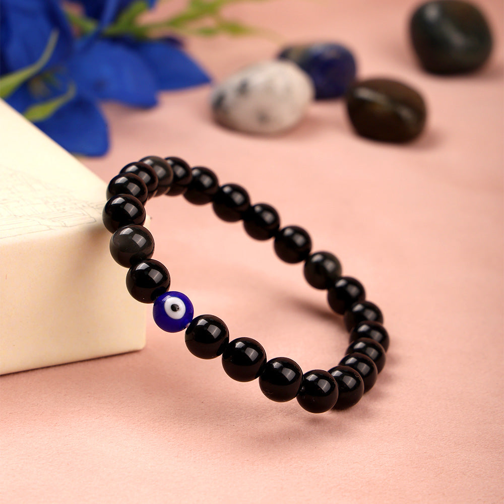 Black Obsidian Evil Eye Bracelet Spiritual Protection Wear