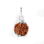 5 Mukhi Rudraksha Pendant with Design Silver Cap (with Hook)