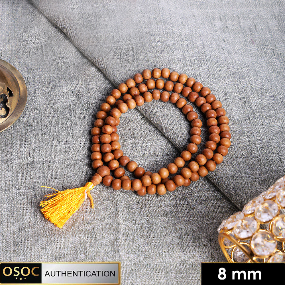 Certified 100% Original Authentic Mysore White Sandalwood (Chandan) Jap Mala