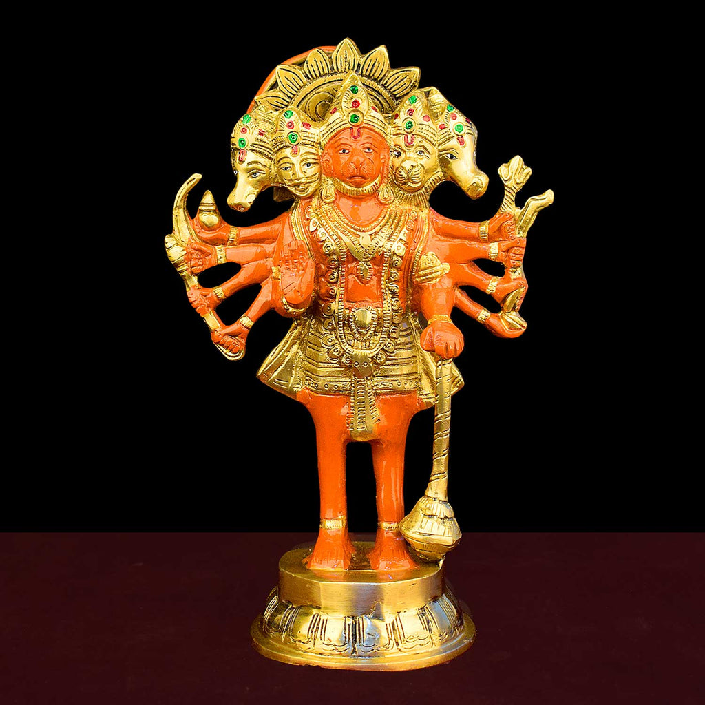 10.6 Inch Standing Kesari Nandan Hanuman Ji Brass Statue with fine detailing, symbolizing strength, devotion, and protection – perfect for pooja room, home temple, or as a spiritual gift. No.1 Brass Idol Store www.satvikstore.in 