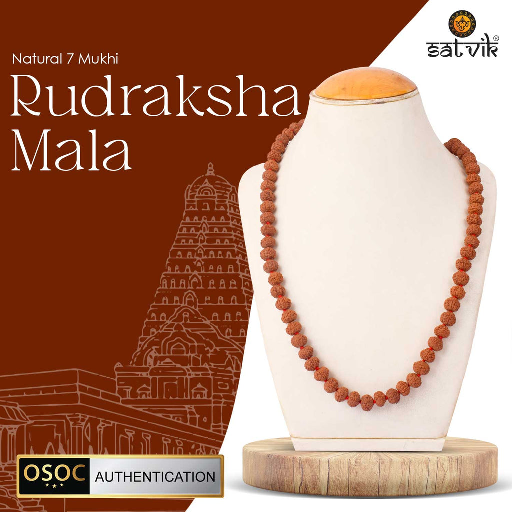 Original 7 Mukhi Rudraksha Mala – 108 Beads for Wealth, Positivity & Saturn Protection. India’s Largest Pooja Accessories Brand - www.satvikstore.in 