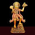 14 Inch Brass Lord Hanuman Carrying Sanjeevani Mountain with fine detailing, symbolizing strength, devotion, and protection – perfect for pooja room, home temple, or as a spiritual gift. No.1 Brass Idol Store www.satvikstore.in 