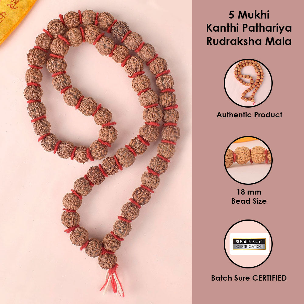 5 Mukhi Kanthi Semi Pathariya Rudraksha Mala