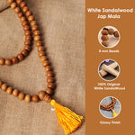 Certified 8mm 100% Original Authentic Mysore White Sandalwood (Chandan) thread Jap Mala