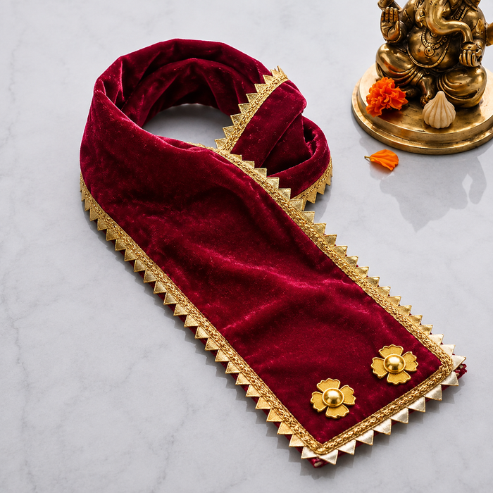 Premium Designer Pink Velvet Ganpati Idol Patka