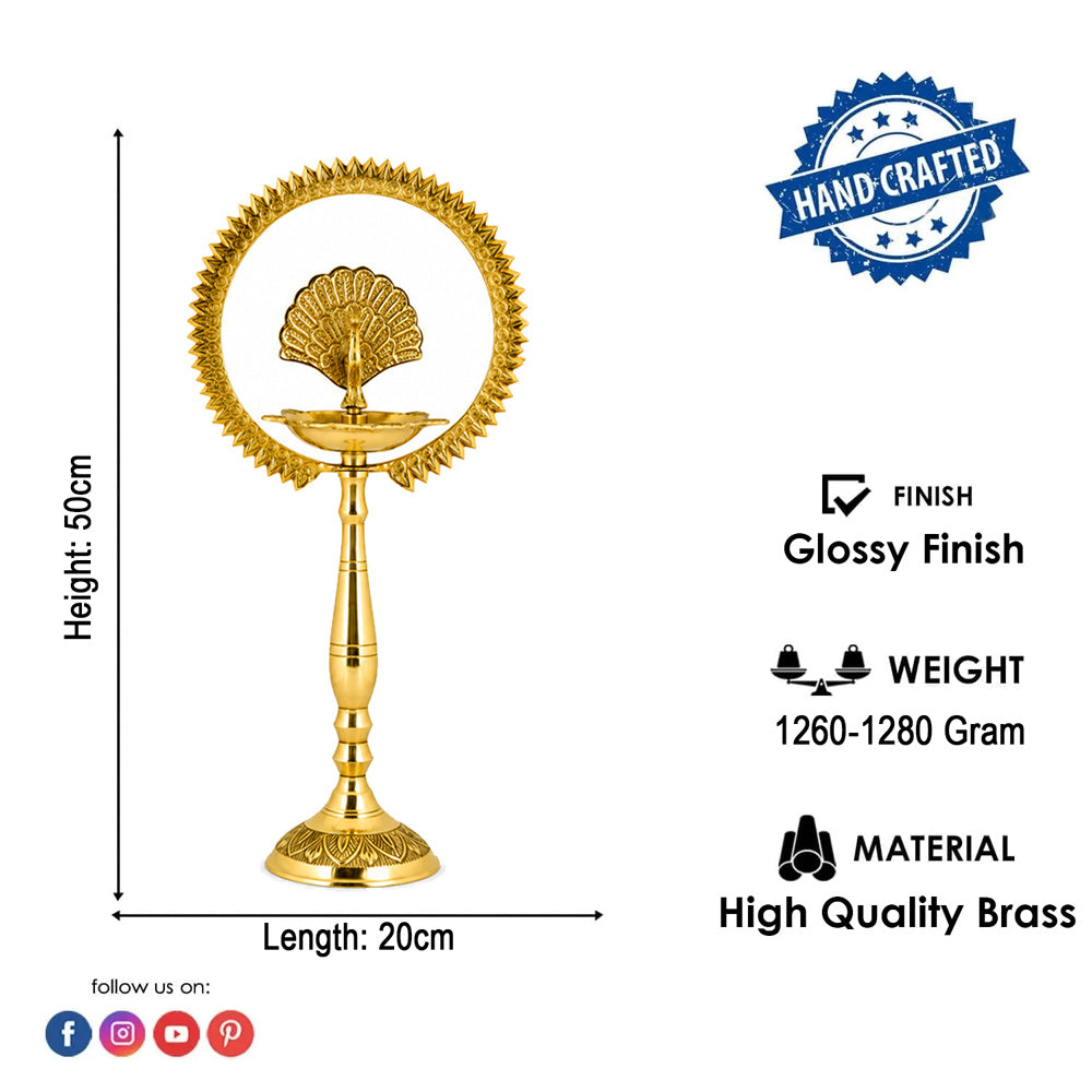 20 Inch Mor Kiran Style Brass Kerala Diya
