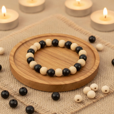 Govt. Certified Karungali/Ebony & White Sandalwood Beads Bracelet