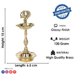 6 Inch Pure Brass Peacock Kerala Diya