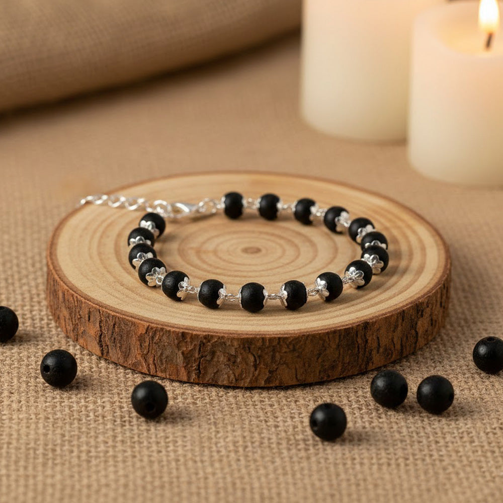Karungali bracelet made from sacred ebony wood for protection and spiritual balance.