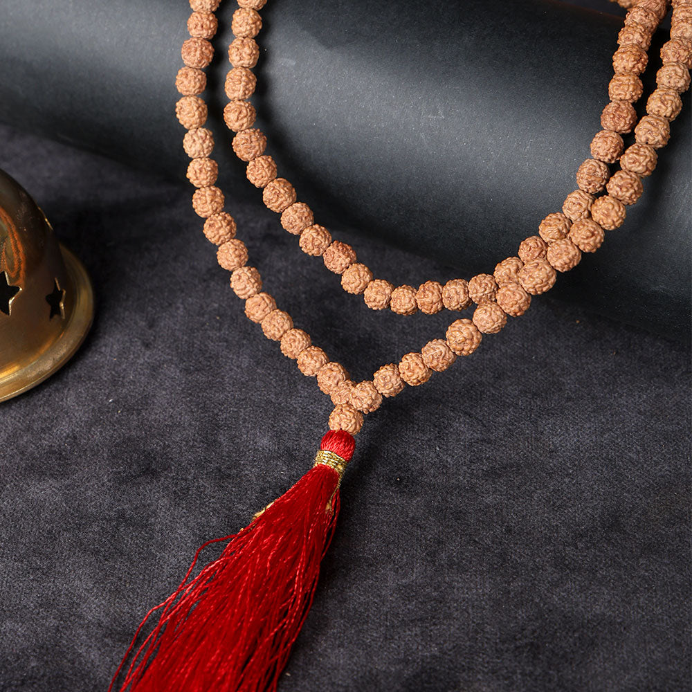 5 Mukhi Pathariya Rudraksha Mala 108 Beads 6mm