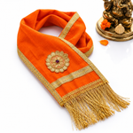 Decorative Orange Ganpati Idol Patka with Gold Border