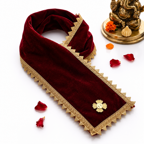 Maroon Angvastra/Patka/Duppata with Floral Design 22 Inch