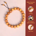 100% Original 10mm White Chandan Bracelet for Peace & Inner Calm