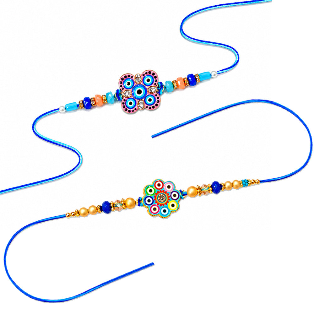 Floral and Clover Evil Eye Designer Rakhi (Set of 2)