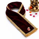 Designer Velvet Maroon Ganpati Idol Patka - 32 Inch