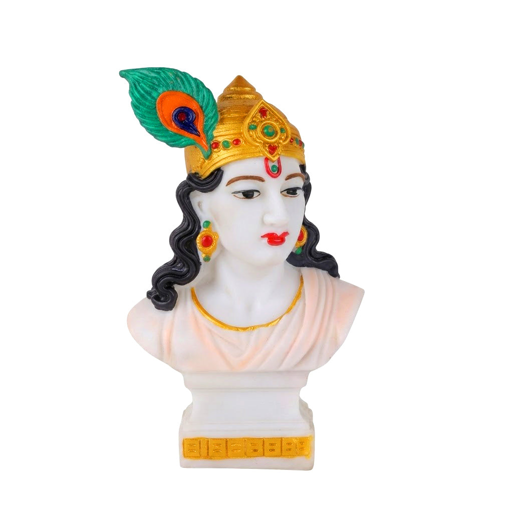 Premium Hand Painted Marble Dust Krishna Bust Statue