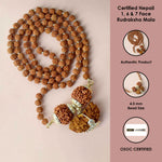 Certified 1, 6 & 7 Face Nepali Rudraksha Mala (Mukhi Kavach Silver Capping)