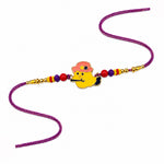 Cute Yellow Bird with Pink Hat Enamel Kids Rakhi