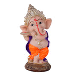 Premium Hand-Painted Playing Flute Resin Ganpati Statue