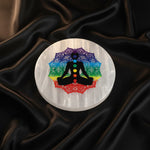 Round 7 Chakra Selenite Charging Plate Spiritual Healing Tool