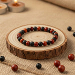 Government certified 8mm red sandalwood and Karungali bracelet, crafted for spiritual protection, balance, and positive energy. India’s Premium Jap Mala Store - www.satvikstore.in