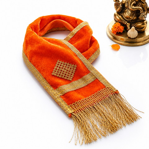 Beautiful Orange Color Patka/Duppata/Angvastra 14 Inch