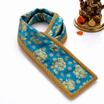 Traditional Blue Brocade Silk Ganpati Idol Patka - 22 Inch