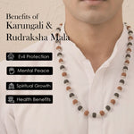 Rudraksha & Karungali Mala Silver Plated Beads Spiritual Protection Govt Certified