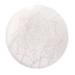 Om Selenite Plate Spiritual Decorative Tool