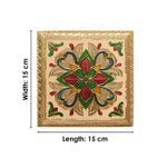 Elegantly Crafted Wooden Chowki with Enchanting Meenakari and Floral Embellishments