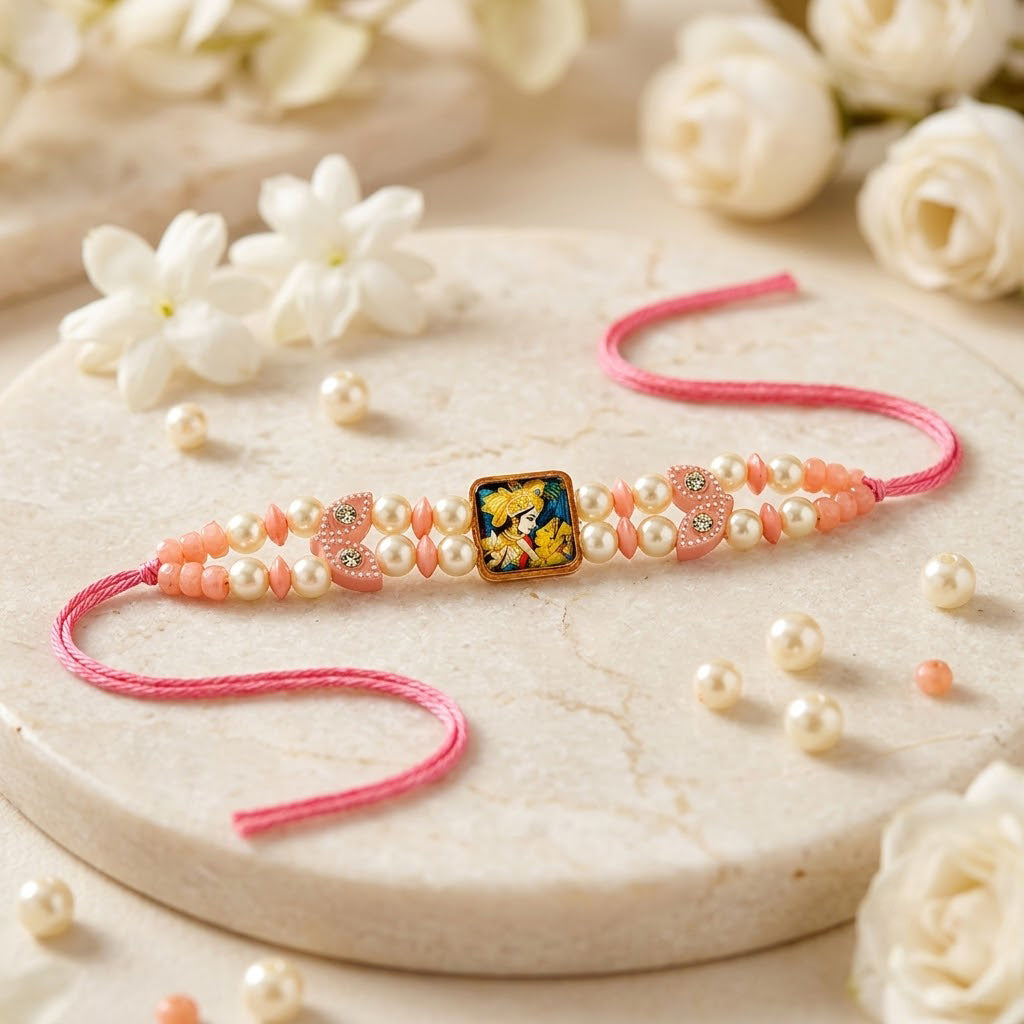 Divine Radha Krishna Graphic Centerpiece Kids Rakhi