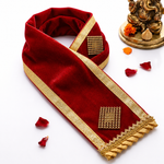 Traditional Red Velvet Ganpati Idol Patka - 15 Inch