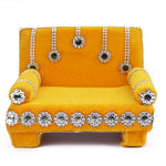 Pretty Yellow Laddu Gopal's Divine Velvet Singhasan