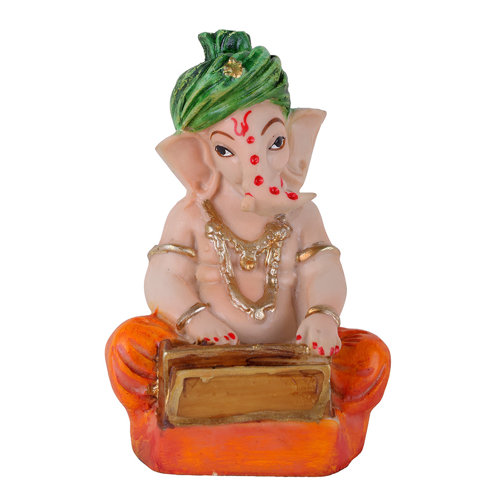 Playing Harmonium Hand-Painted Sitting Ganpati Statue