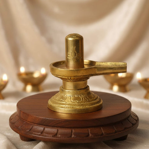 2.6 Inch Elegant Brass Shivlingam – Sacred Miniature Symbol of Lord Shiva for Puja, Home Temple, and Spiritual Spaces. No.1 Brass Idol Store www.satvikstore.in 