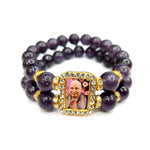 Black Round Pearl Bracelet with Jai Guruji Swaroop.