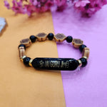 Black Om Beaded Jai Guru Ji Bracelet, Handmade Bracelets for Men and Women