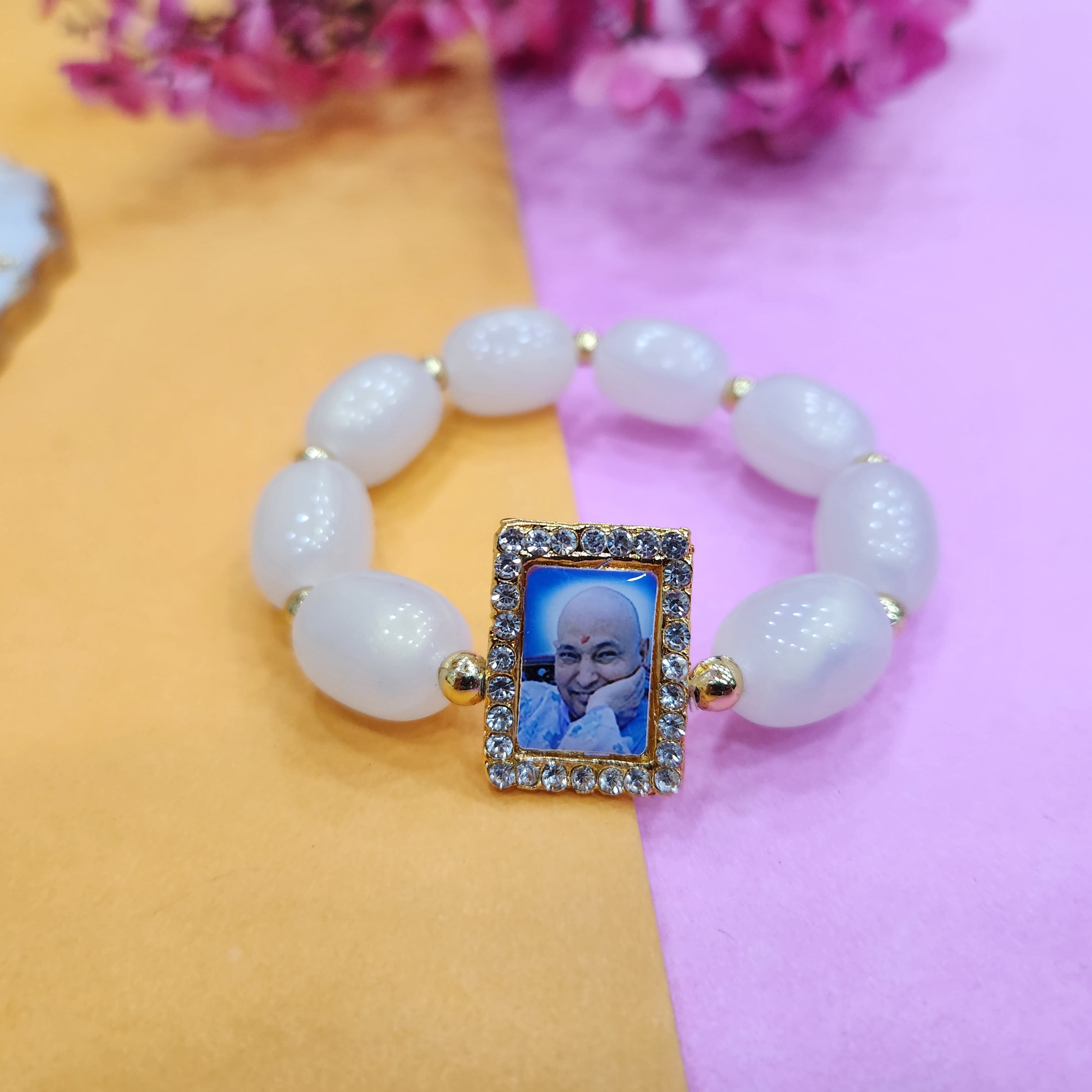 Turquoise  Three Pink Pearls Elastic Bracelet  Aurora Creative Jewellery
