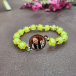 Light Yellow Pearl Bracelet with Jai Guruji Swaroop Handmade Bracelets for Men and Women