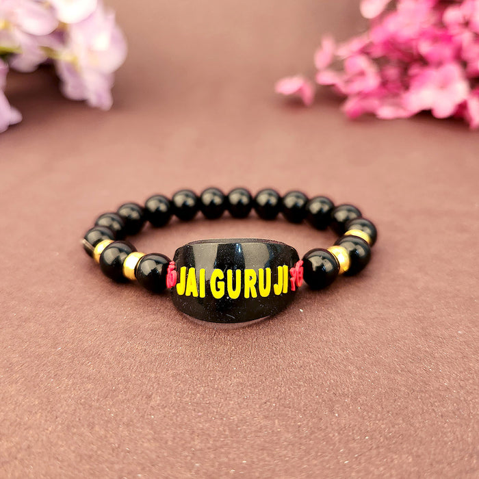 Black Jai Guru Ji Rounded Pearl Bracelet, Handmade Bracelets for Men and Women