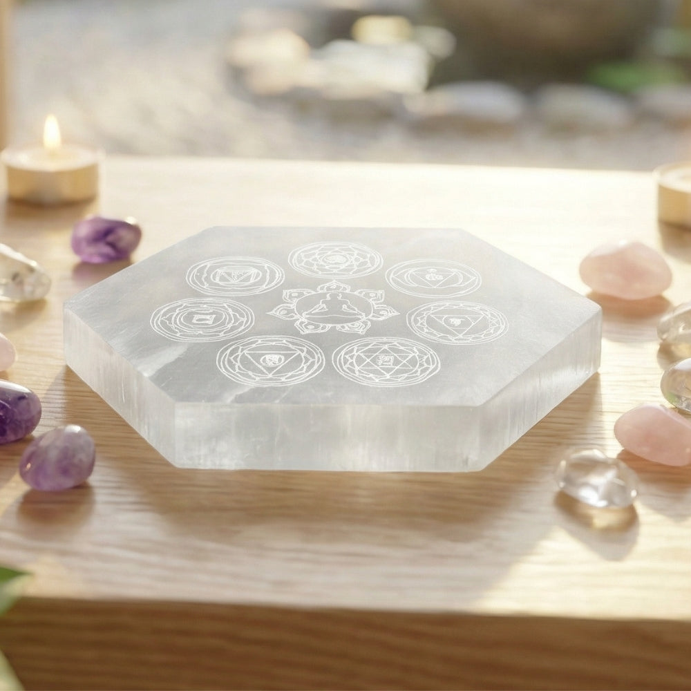 Selenite Crystal Charging Plate Spiritual Healing Tool