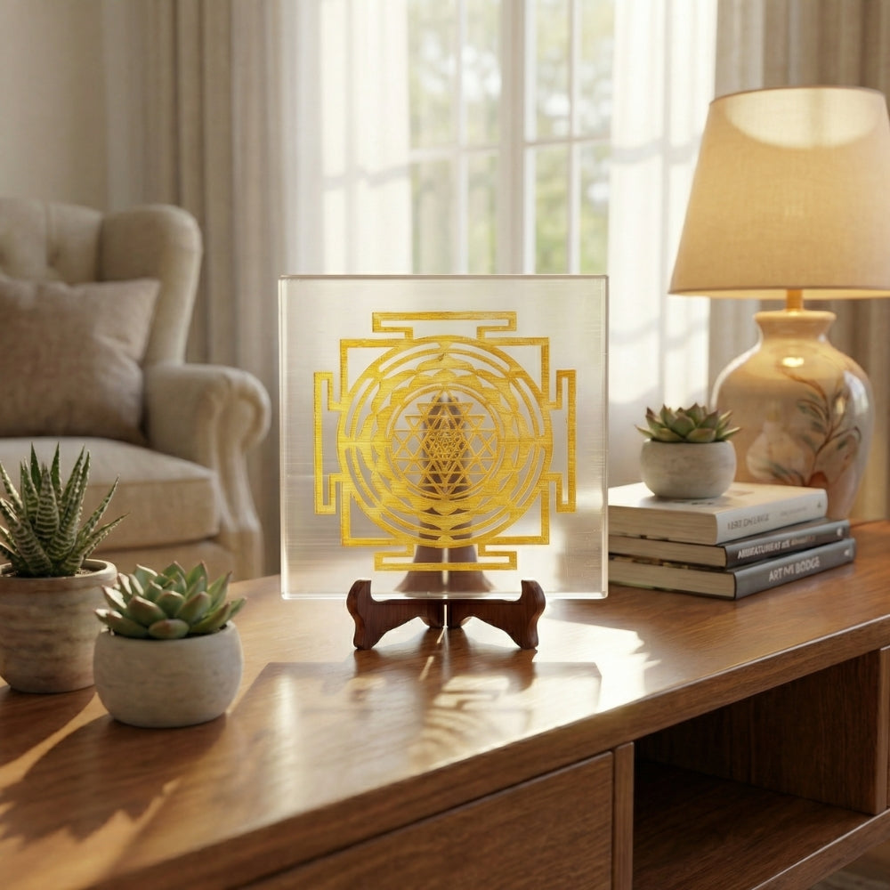 Selenite Shree Yantra Plate