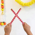 Vibrant Satin & Gold Wrapped Wooden Dandiya for Kids
