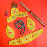 Kids Krishna Jewellery & Shringar Yellow Accessories Set