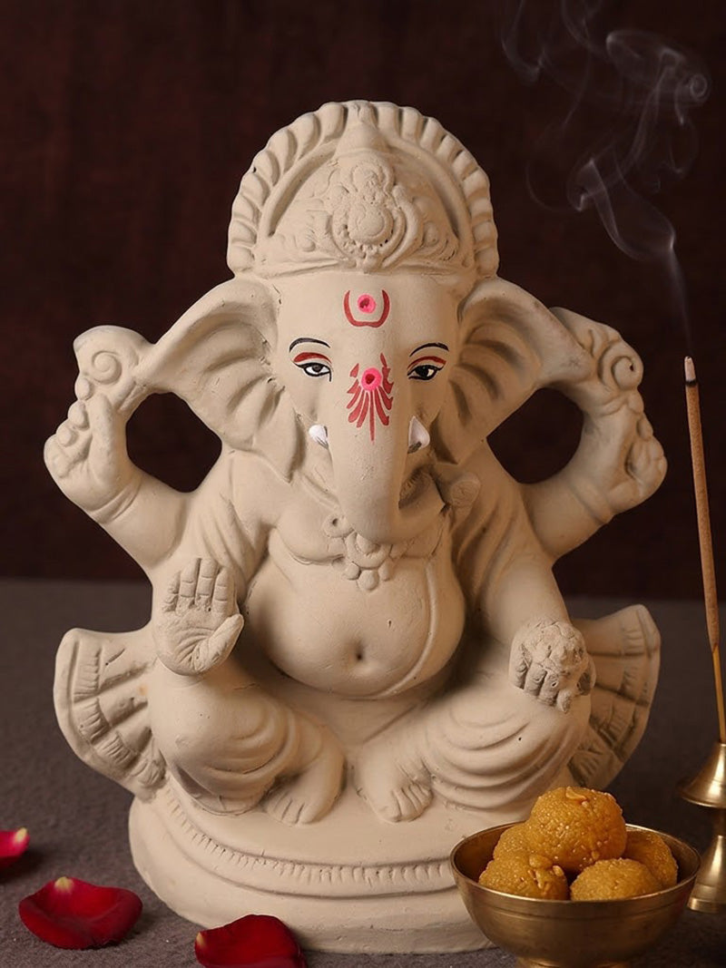 10 Inch Natural Eco-Friendly Ganesha Idol