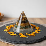 Conical Dhan Yog Pyramid with Selenite Base Spiritual Prosperity Tool